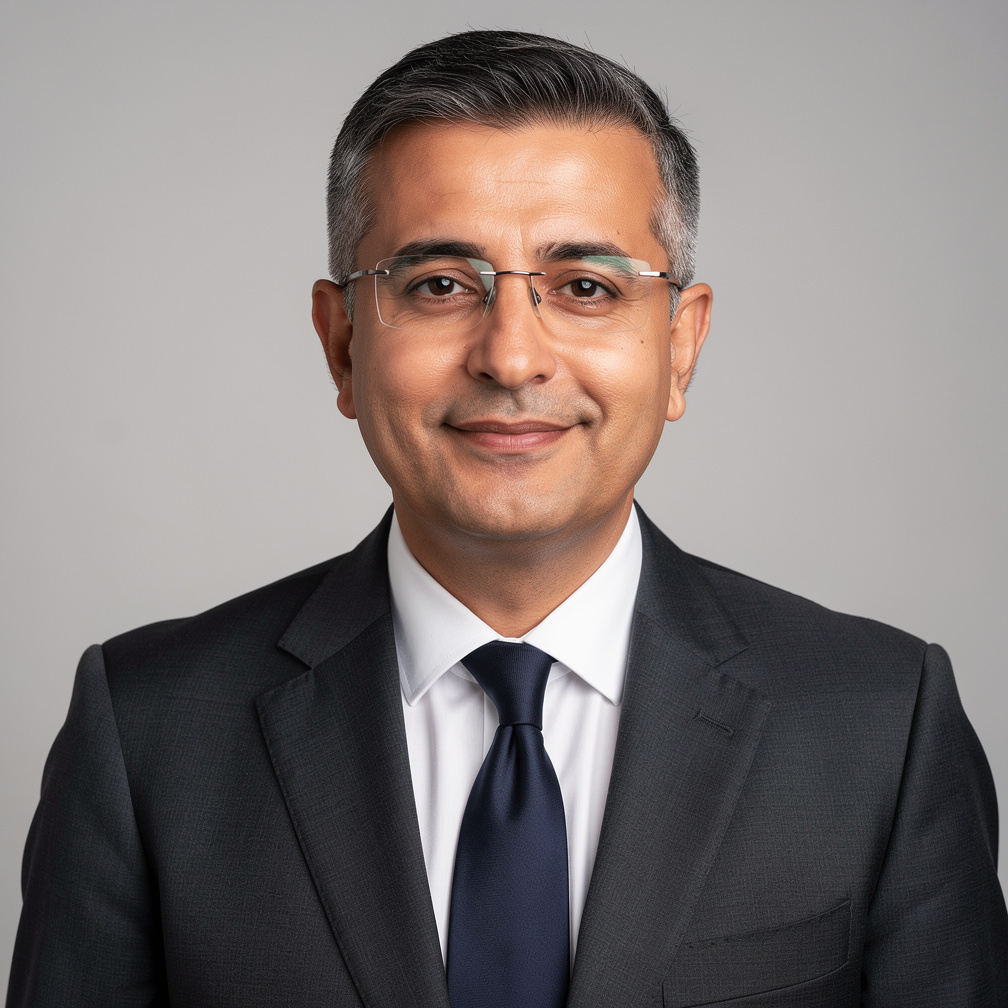 Studio portrait of a professional man lawyer in a suit